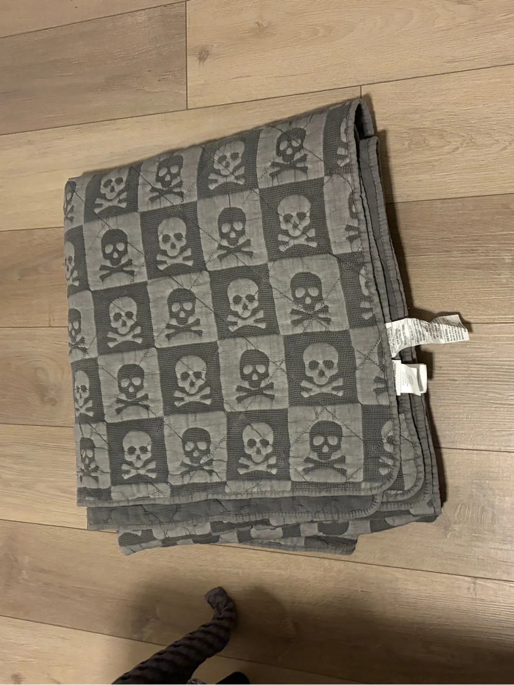 Cupcakes and Cashmere Skull Checkerboard Stonewash Quilt Full/Queen Halloween